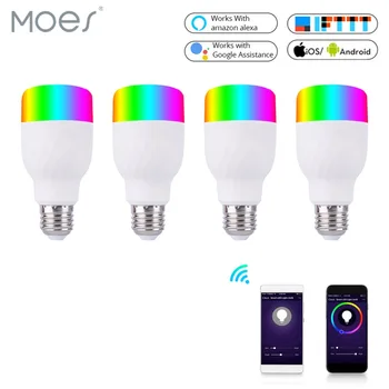 

WiFi Smart Light Bulb Intelligent Colorful LED Lamp 7W RGBW APP Remote Control Works with Alexa Google for Smart Home E27 E26