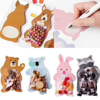 

50PCS/Set Cartoon Animal Food Creative Card Wedding Cookie Gifts Bags Party Birthday Biscuits Candy Cake Packaging Bags