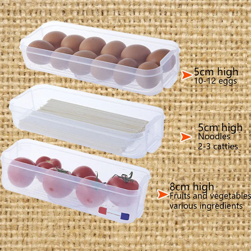 Egg Box Plastic Storage Container Multi-layer Crisper Fridge Food Storage Box with Lid for Kitchen Refrigerator Closet Organizer