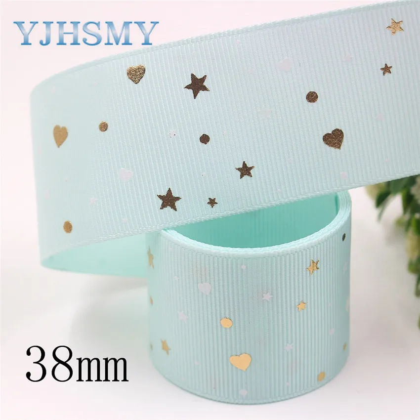 I-19910-2120 YJHMY, I-19916-2172, 38 мм, 5 ярдов флуоресцентный цвет красочные печатные корсажные ленты, DIY головной убор ручной работы подарочная упаковка - Цвет: I-19910-2120