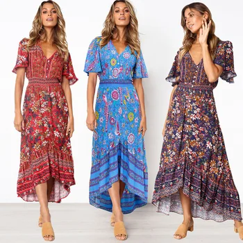 

Beach Pareos Woman Free Shipping Dresses Cover Up Swim For Women Women's Swimsuits Dress Print Big Swing Skirt Flower Floral