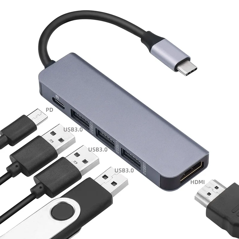 Typt-C type C концентратор USB C USB3.1 концентратор с HDMI 5 в 1 комбинированный концентратор с 2 USB3.0 портами SD TF кардридер USB адаптер