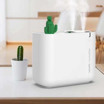 

USB Large Capacity Double Nozzle Humidifier Cute Cactus Solid Color Desktop Air Atomizer Practical Household Product