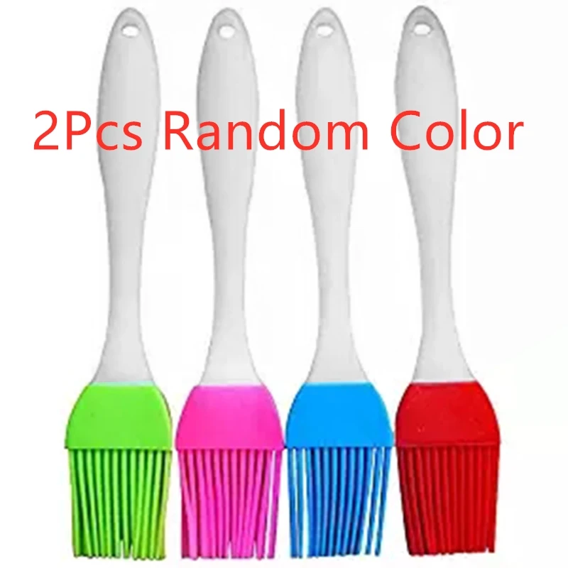 2pcs Силиконовая кисточка для выпечки, масляные щетки, торт, хлеб сливочный приспособления для выпечки, кухонные безопасные щетки для барбекю, инструменты для барбекю, аксессуары - Цвет: 2pcs