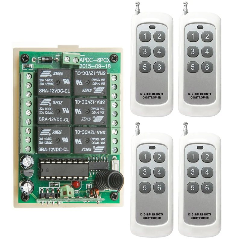 Dc 12v 24v 6 Ch 6ch Rf Wireless Remote Control Controller Radio Switch