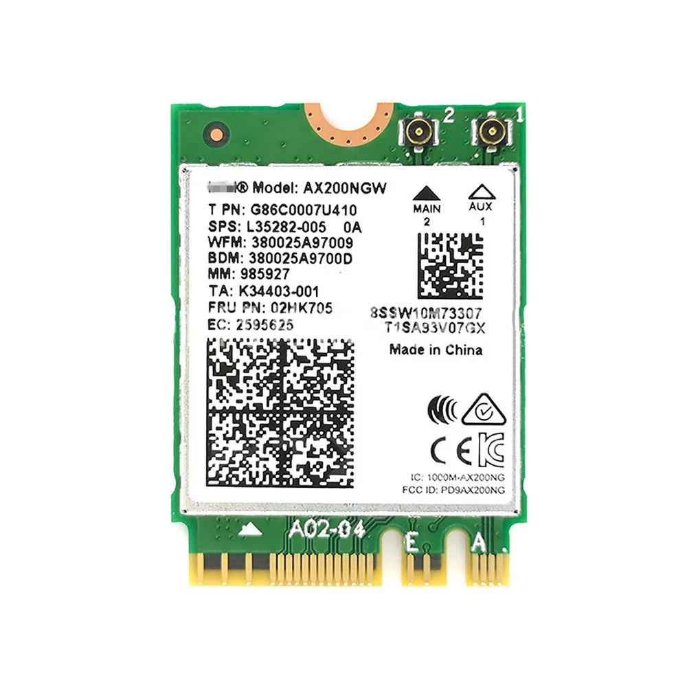 

WIFI6 Wireless NGFF M2 Card 160MHz 2.4Gbps For Intel 2974Mbps 802.11AX/802.11AC AX200NGW2400M MU-MIMO Bluetooth 5.0