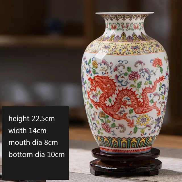 Jingdezhen Porcelain Ware Dragon Phoenix Vase Chinese Style Living Room Decoration Antique Shelf Powder Porcelain Vase Ornament 5