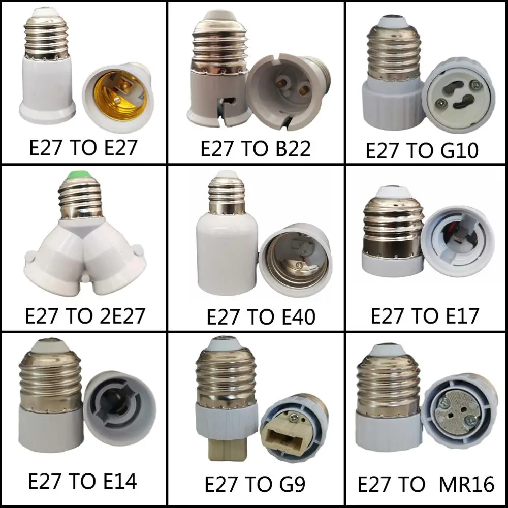 NEW E27 TO G9 MR16 E27 B22 E17 E14 Lamp Holder Converter 110V 220V Base Socket Adapter For LED Lamp Corn Light Bulb