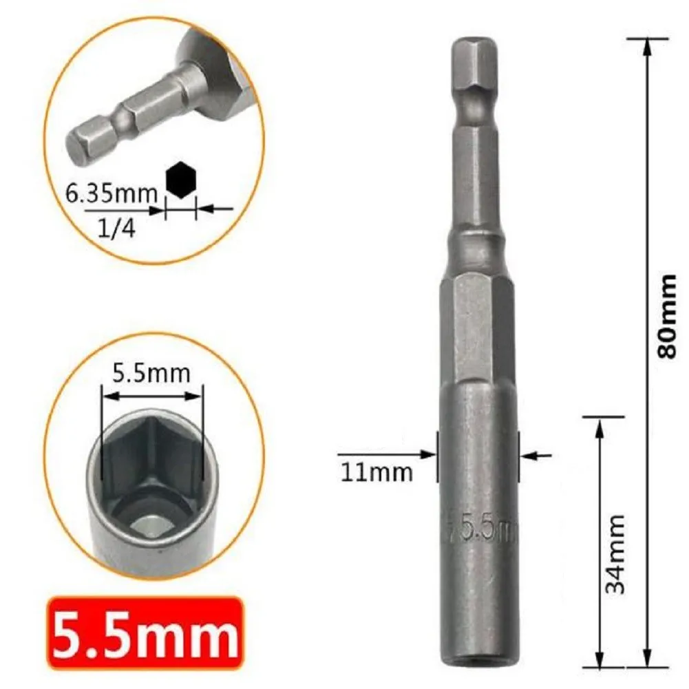 1 PCS Magnetic Hex Sockets 80mm Length 1 4 Hex Drive Socket Impact Nut Bolt Drill Bits For Pneumatic Screwdriver Hand Tools AliExpress