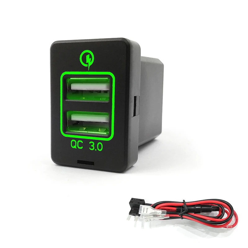 Автомобильное зарядное устройство с двумя USB-портами QC3.0 Quick Charge 3 0 для Toyota Camry Corolla