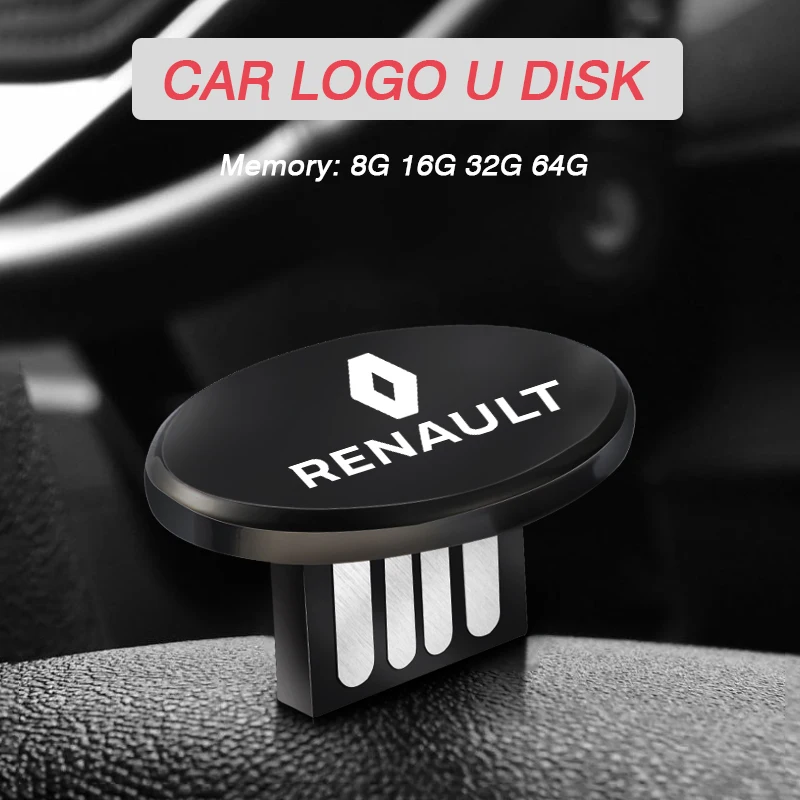 Mini U Disk Car Logo Flash Drive USB Memory For Renault Megane Kadjar Clio Scenic Captur Koleos Duster Sandero Espace Symbol | Автомобили