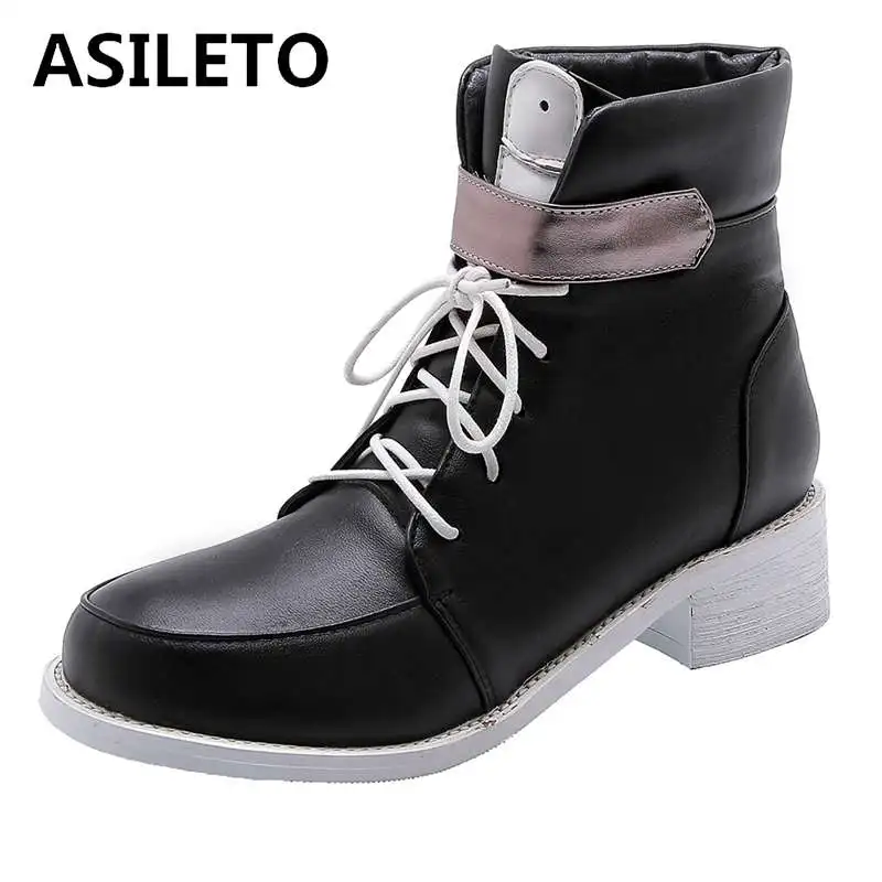 

ASILETO Janpa ankle boots for women cosplay pointed toe slip on footwear mixed color bottines botas mujer big size 32-48 bota