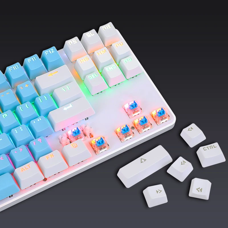 Mecânico de Jogos Teclado com Fio para Pro Teclado Teclas Jogo Anti-fantasma Interruptor Azul Cor Backlit Gamer Computador Portátil 87 - Imagem 2