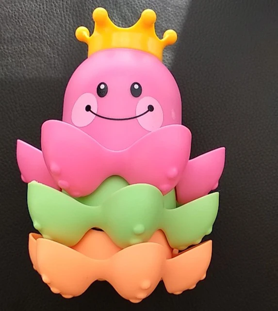 1Pcs Kids Ocean Life octopus Stacking Cups Bath Toy Children Play Educational Cute Cartoon Bathroom Kids Beach Bath Toys 6