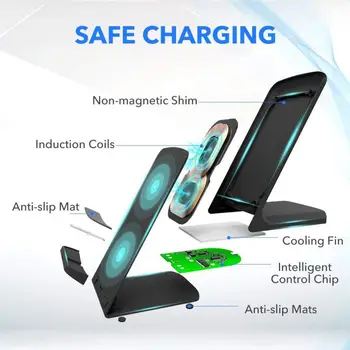 

Q740 Smart Wireless Fast Charge Charge Dock Stand for SamSung Galaxy S10 S9 S8 S7 iPhone XS XR X 8