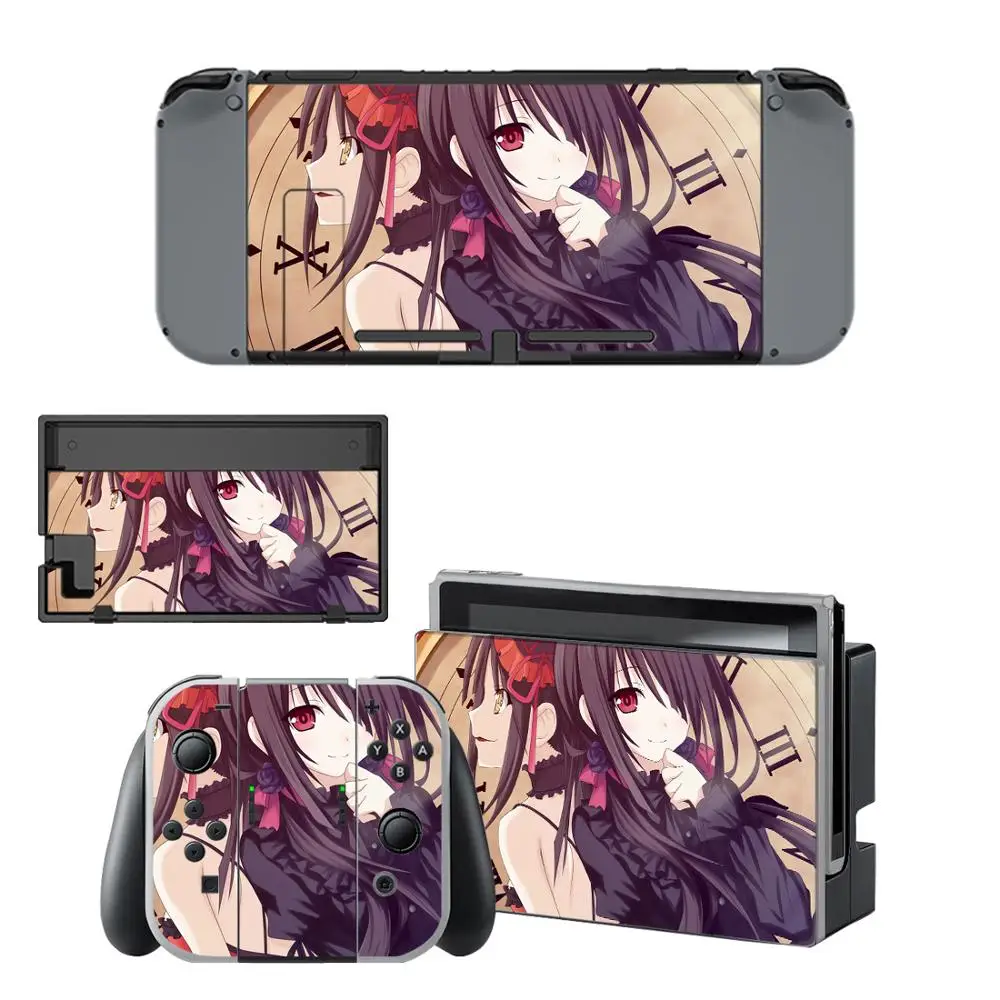 Аниме милая девушка Tokisaki Kurumi скины для nintendo переключатель кожи наклейка для nintendo Переключатель консоли Joy-Con наклейки на регулятор - Цвет: YSNS2307