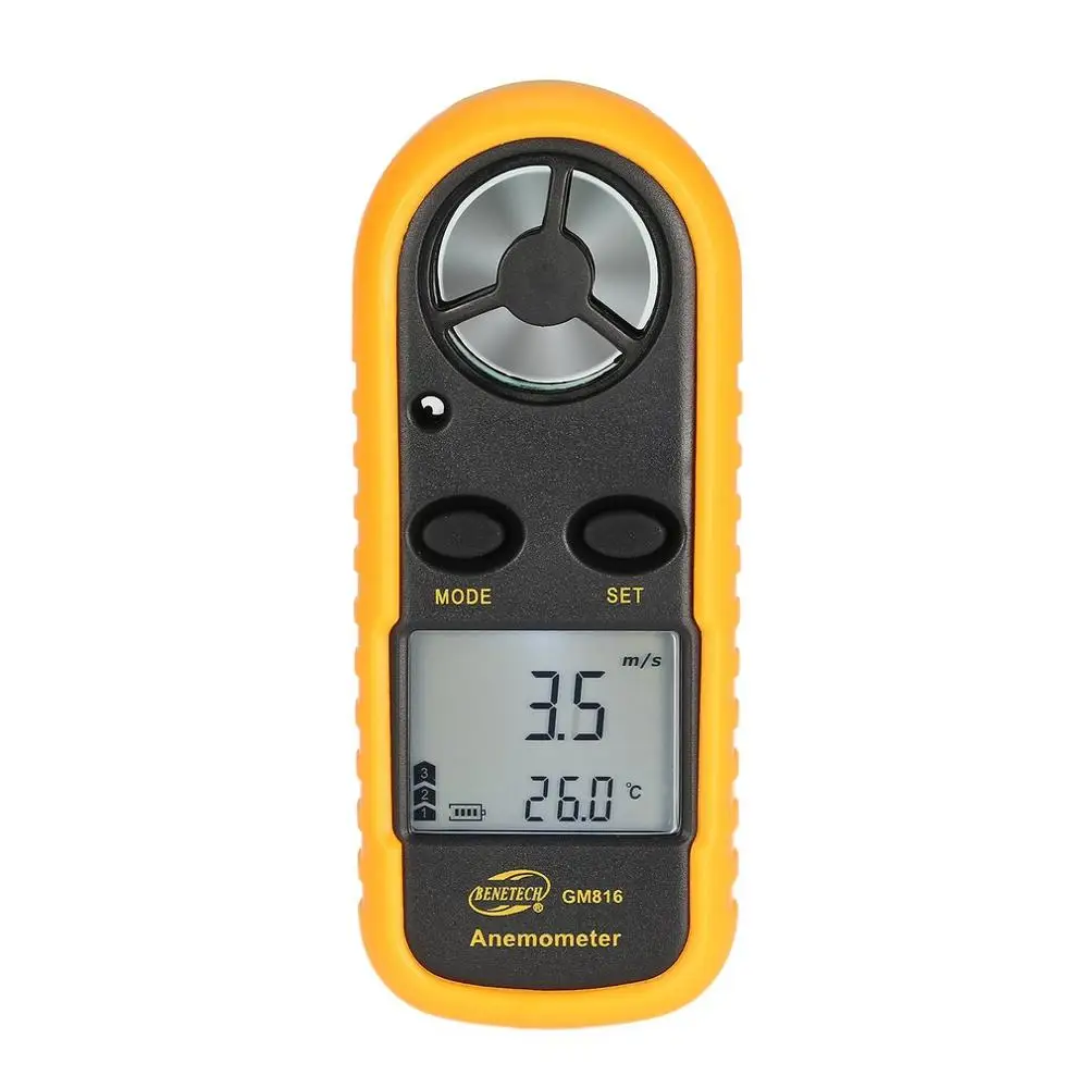 

BENETECH GM816 Digital Anemometer Thermometer Wind Speed Air Velocity Airflow Temperature Gauge Windmeter with LCD Backlight