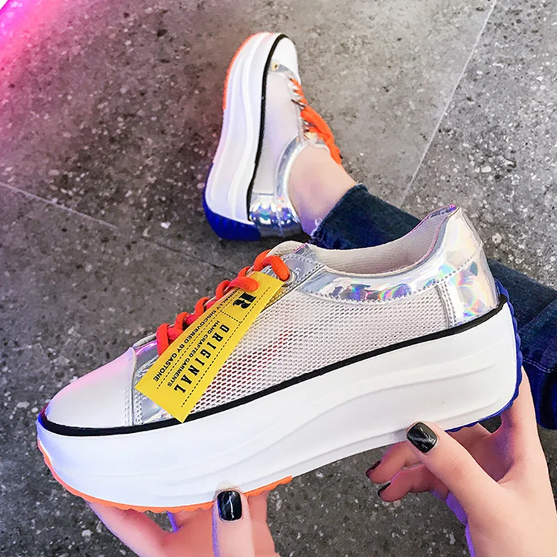 fashion women platform casual shoes mixed colors designer ladies breathable sneakers summer chunky female mesh flats for woman (25)