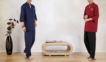 

high quality Cotton&linen men yoga suittea service uniforms male tai chi kung fu clothes lay meditation clothing