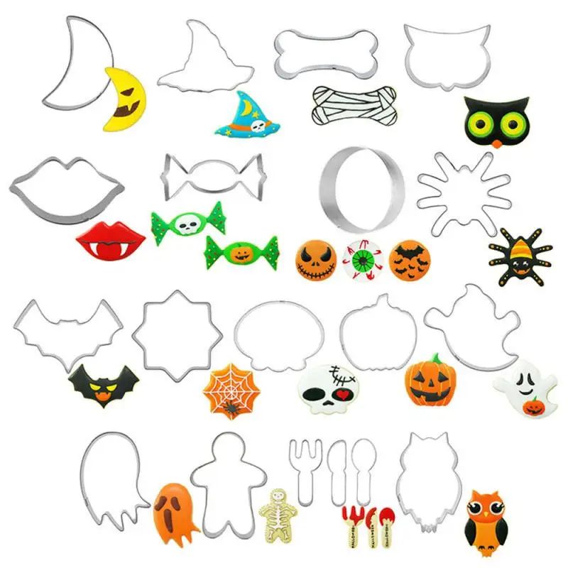 

3D Halloween Cookie Cutter Biscuit Mould Stainless Steel Fondant Mould Creative DIY Baking Tools Kitchen Decorating Tools