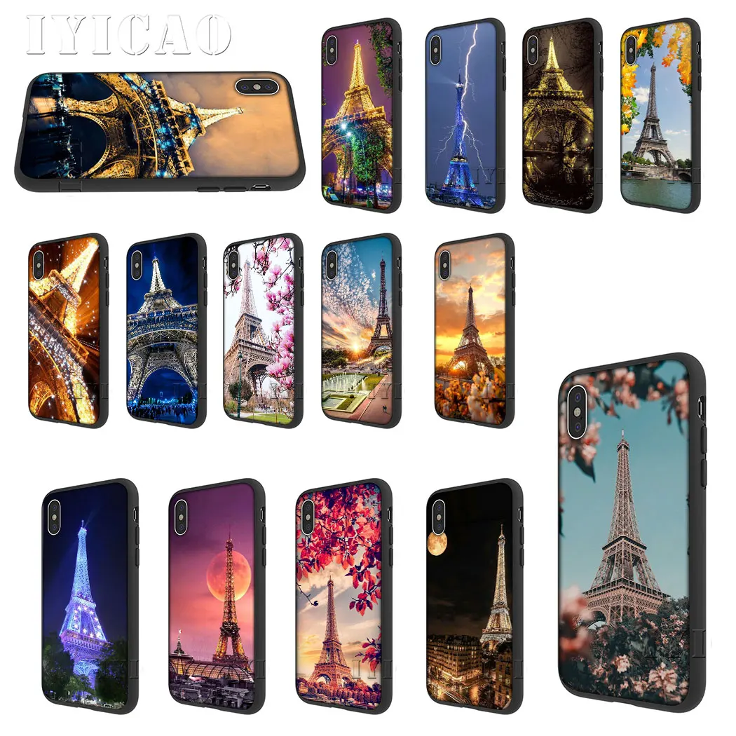 IYICAO Eiffel Tower Night France Soft Silicon for iPhone 5 5s SE 10 X XS XR Max 6 6s 7 8 Plus 11 pro max Phone Cover | Мобильные