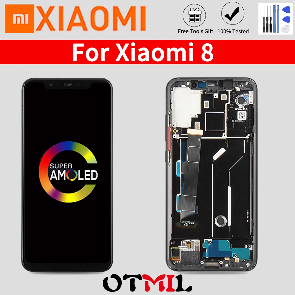

OTMIL 6.21" For XIAOMI Mi 8 LCD Display Touch Screen with Frame Digitizer Assemble For XIAOMI Mi8 Display Replacement Part#