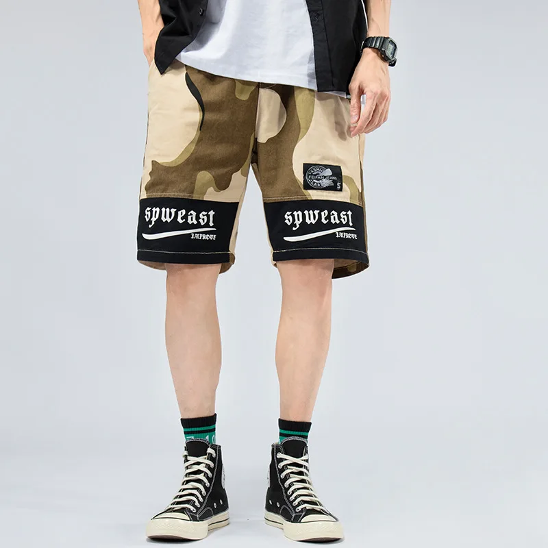 Летние рабочие шорты, мужские прямые свободные хлопковые повседневные шорты, мужские Премиум хип-хоп стильные камуфляжные модные уличные шорты