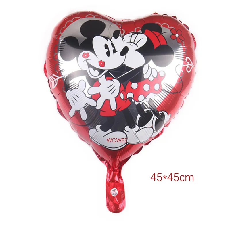 Воздушный шар шарик изображением Микки для День рождения поставки Юбилей вечерние пижамы с рисунками для детей вечерние украшения - Цвет: heart kiss 1pc