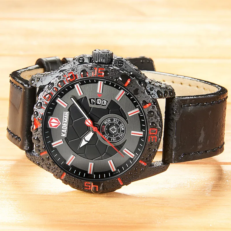 Топ бренд повседневные мужские часы спортивные водонепроницаемые кварцевые часы дизайнер KADEMAN модные деловые наручные часы Relogio Masculino