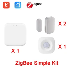 Tuya Smart ZigBee концентратор PIR датчик движения двери, окна сенсор DIY домашней автоматизации системы безопасности комплект Smart Life APP
