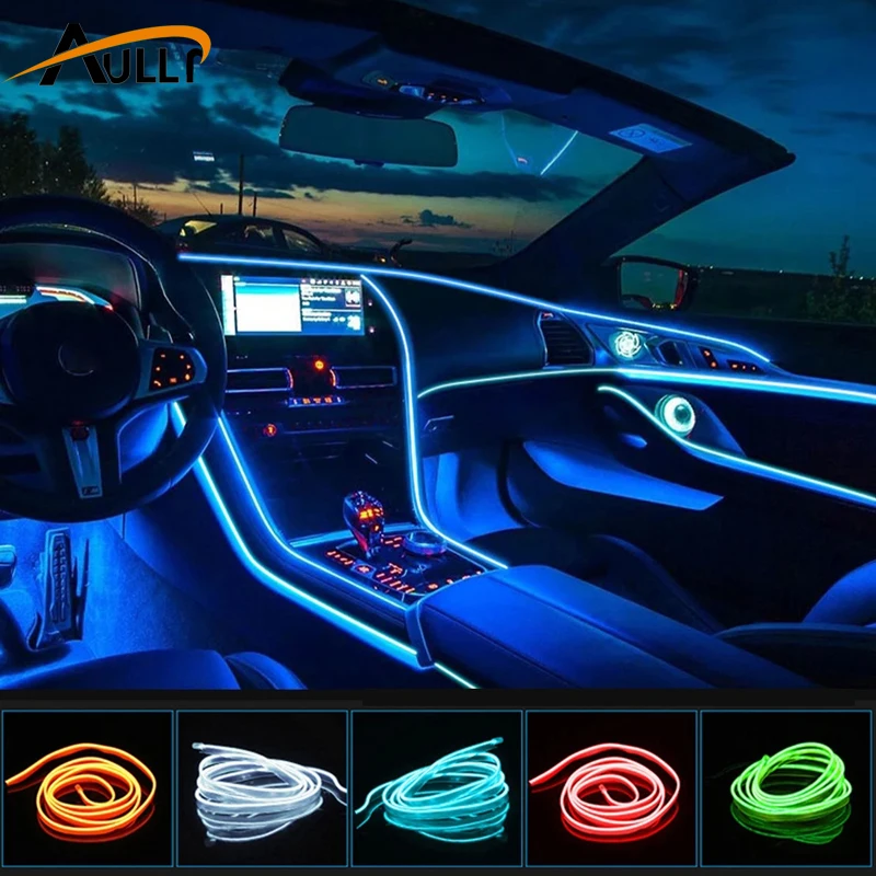 EL Wire Car Interior Lights Ambient LED Flex Rgb Strip Auto Flexible  Atmosphere Neno Tube Soft USB Lamp Lighting Rope Tape Light - AliExpress