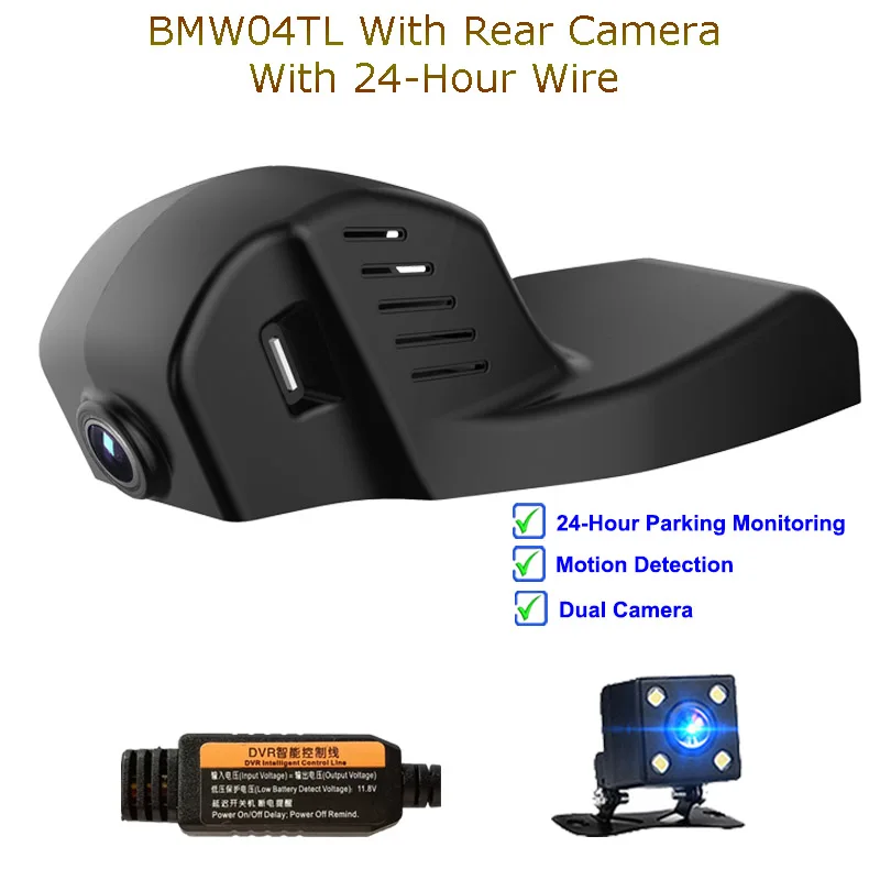 Jabriel 1080P скрытый авто видеорегистратор 24 часа парковочный рекордер Dvr камера заднего вида для BMW X1/X4/X5 E84 F26 F15 e46 e70 - Название цвета: BMW04 Tow Cam Line