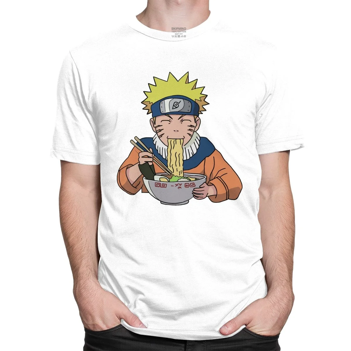Забавная футболка Naruto Uzumaki Ichiraku с короткими рукавами из чистого хлопка круглым