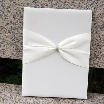 

Ivory Color Wedding Guest Signature Book with Ribbons
