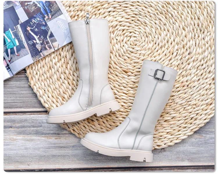 Kids Princess shoes Non-slip Children Boots PU leather Waterproof Winter Boots New Girls Genuine Wool Warming boots baby boots