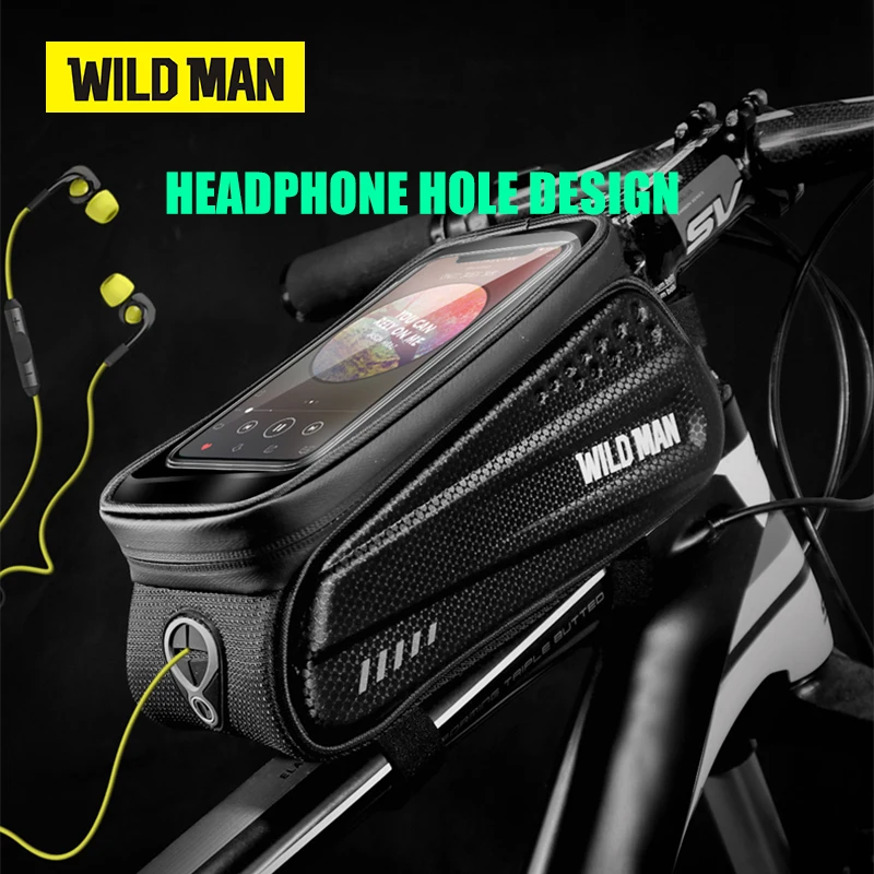 Сумка для велосипеда WILD MAN, жесткая оболочка 6,", светоотражающая, непромокаемая, с сенсорным экраном, чехол для телефона, сумка для велосипеда, топ, сумка-труба, аксессуары для велоспорта