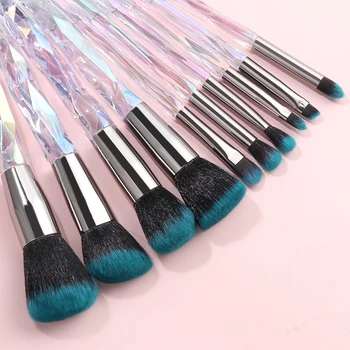 

10pcs Professional Crystal handle Diamond Shape Rainbow Makeup Brushes Set Glitter Cosmetic Makeup Accessories