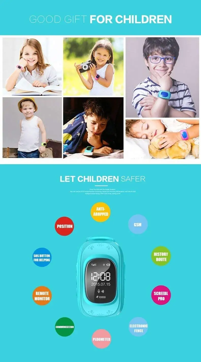 kids gps tracker watch q50