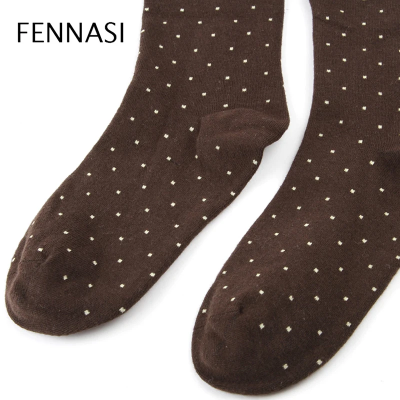 FENNASI, женские плотные теплые колготки с принтом, Колготки в горошек, зимние сексуальные колготки, женские хлопковые гетры, черные колготки
