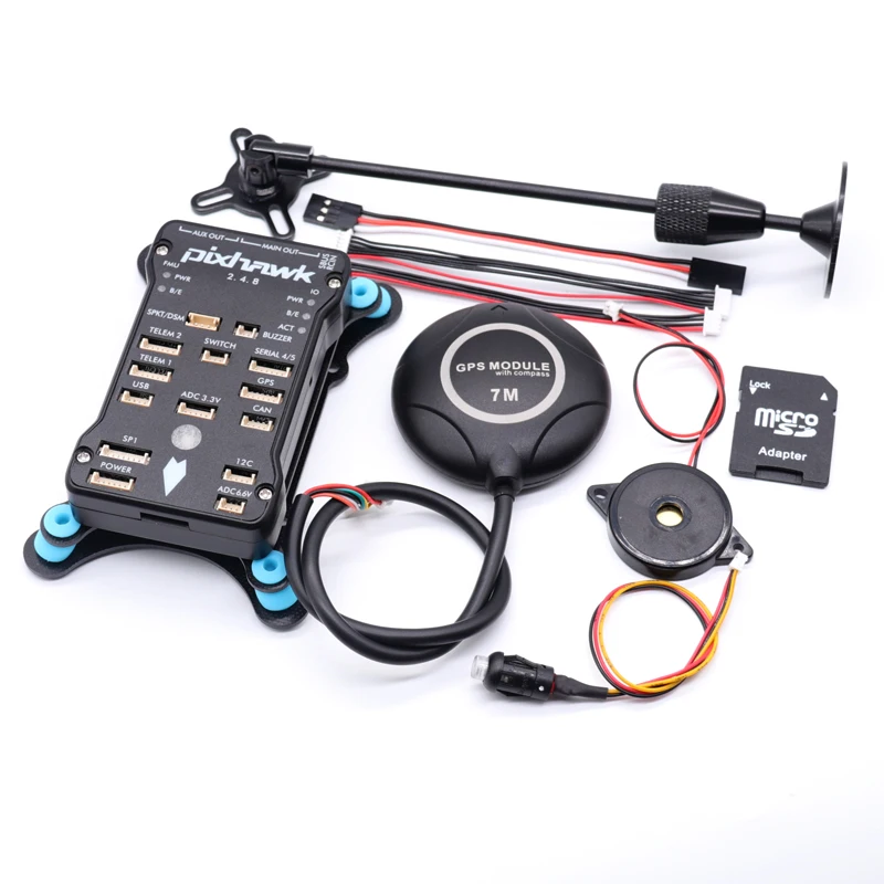 

Pixhawk PX4 PIX 2.4.8 32 Bit Flight Controller+7M GPS+Safety Switch+buzzer+PPM+I2C+gps stand+shock Absorber+card reader