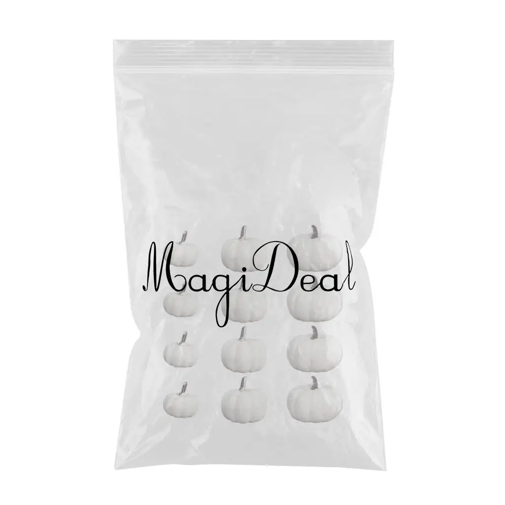 12Pcs Realistic Fall Harvest Small White Mini Artificial Foam Pumpkins for Halloween, Fall and Thanksgiving Decorating