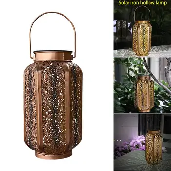 

Outdoor Decor Iron Porch Portable Lawn With Handle Pathway Yard For Garden Solar Lantern Patio Backyard Hanging Lights Retro