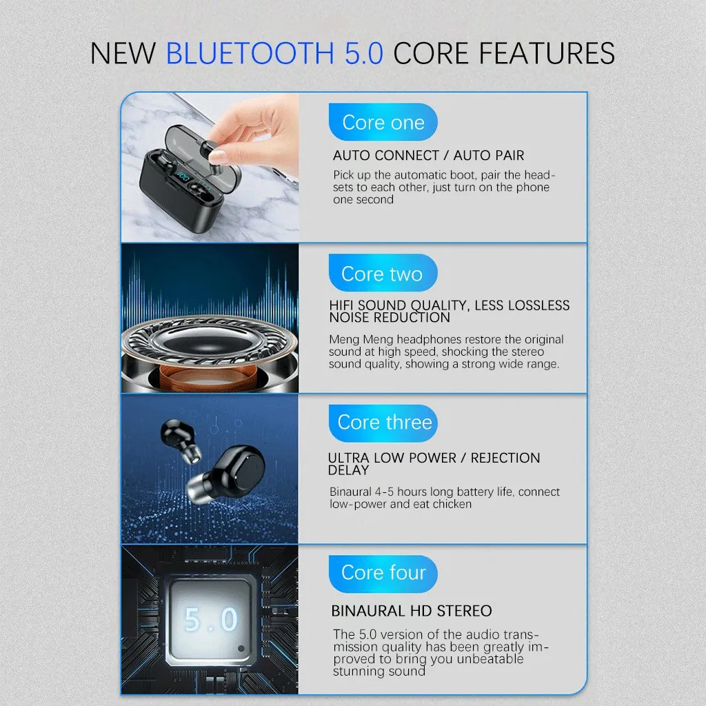 50# Bluetooth наушники мини TWS 5,0 Беспроводные наушники с зарядным устройством Спортивная гарнитура с зарядным устройством светодиодный дисплей