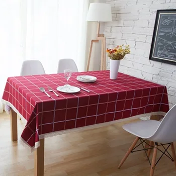 

British red plaid printed table cloth household cover cloth pure cotton table cloth Mediterranean fabric tea table cloth
