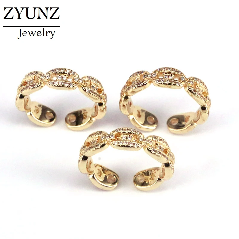 

5 штук в партии с креплением микро-паве фианитами Золотое Цвет классические модные женские туфли модные cz цепь со звеньями, обручальное кольцо, cz Кольцо