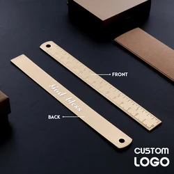 Brass Metal Scale Retro Portable Copper Ruler Thickened Bookmark Ruler Laser Engraving Ruler School Office Stationery Wholesale