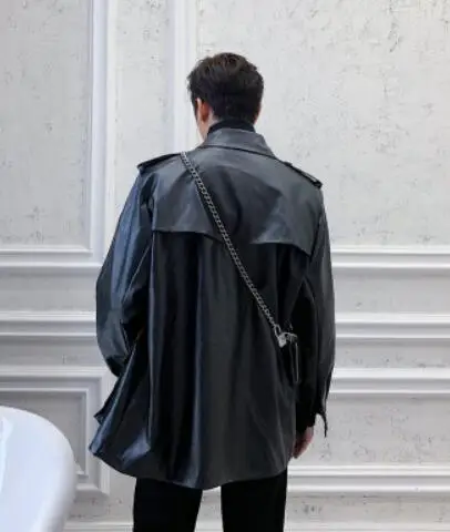 M-XL, новинка, Мужская одежда, индивидуальная большая сумка, оснастка, шнуровка, локомотив, искусственная кожа, куртка для отдыха, пальто, костюмы