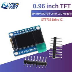 Tela tft de 0.96 polegadas para arduio, módulo de exibição lcd a cores hd 65k, ips, drive ic st7735s, 3.3v, 160x80 spi, interface para arduio