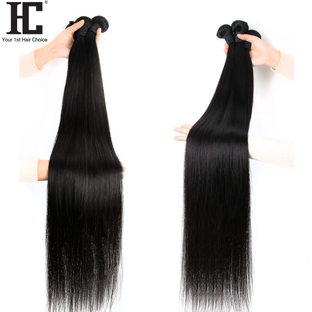 30 32 Inch Straight Human Hair 3 Bundles Remy Human Hair Weave Bundles Extensions Double Weft Women