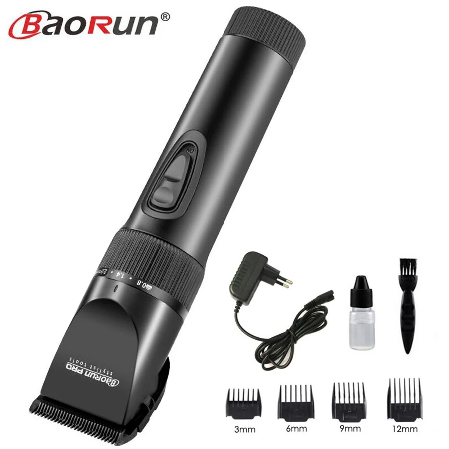 Professional Electric Hair Clipper Titanium Blade 2000mA Battery Men's Beard Trimmer Hair Cutting Machine For Salon - Цвет: black